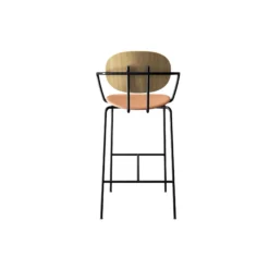 PIET HEIN Bar Chair with Arms, hvidpigmenteret eg/Silk Cognac