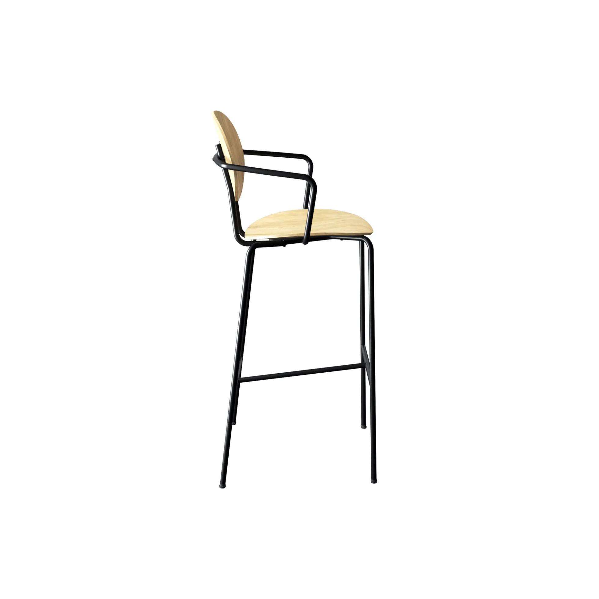 PIET HEIN Bar Chair with Arms, hvidpigmenteret eg