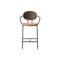 PIET HEIN Counter Chair with Arms, oiled walnut/Silk Cognac