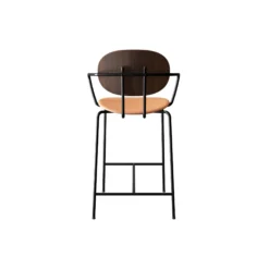 PIET HEIN Counter Chair with Arms, oiled walnut/Silk Cognac