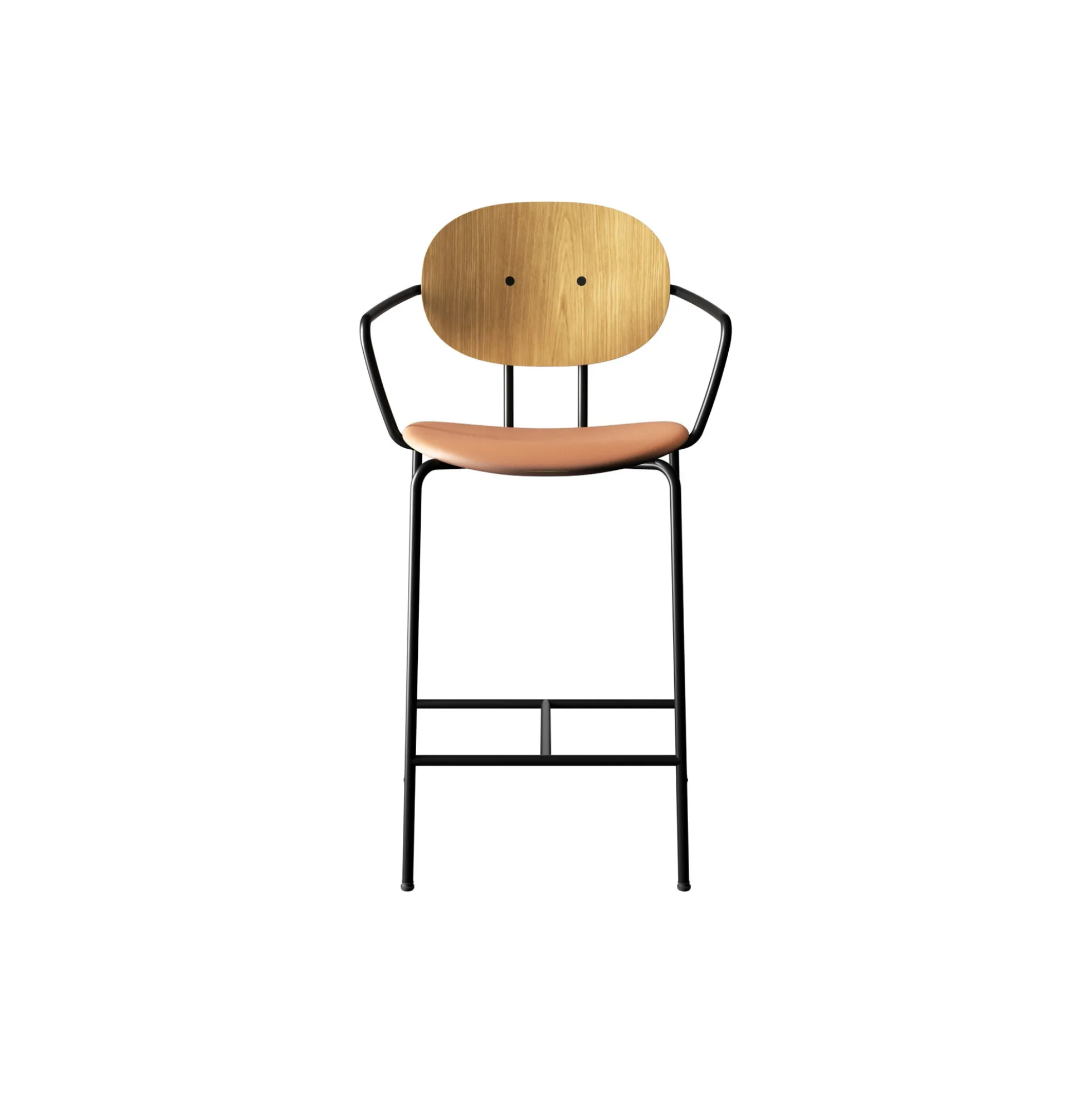 PIET HEIN Counter Chair with Arms, olieret eg/Silk Cognac