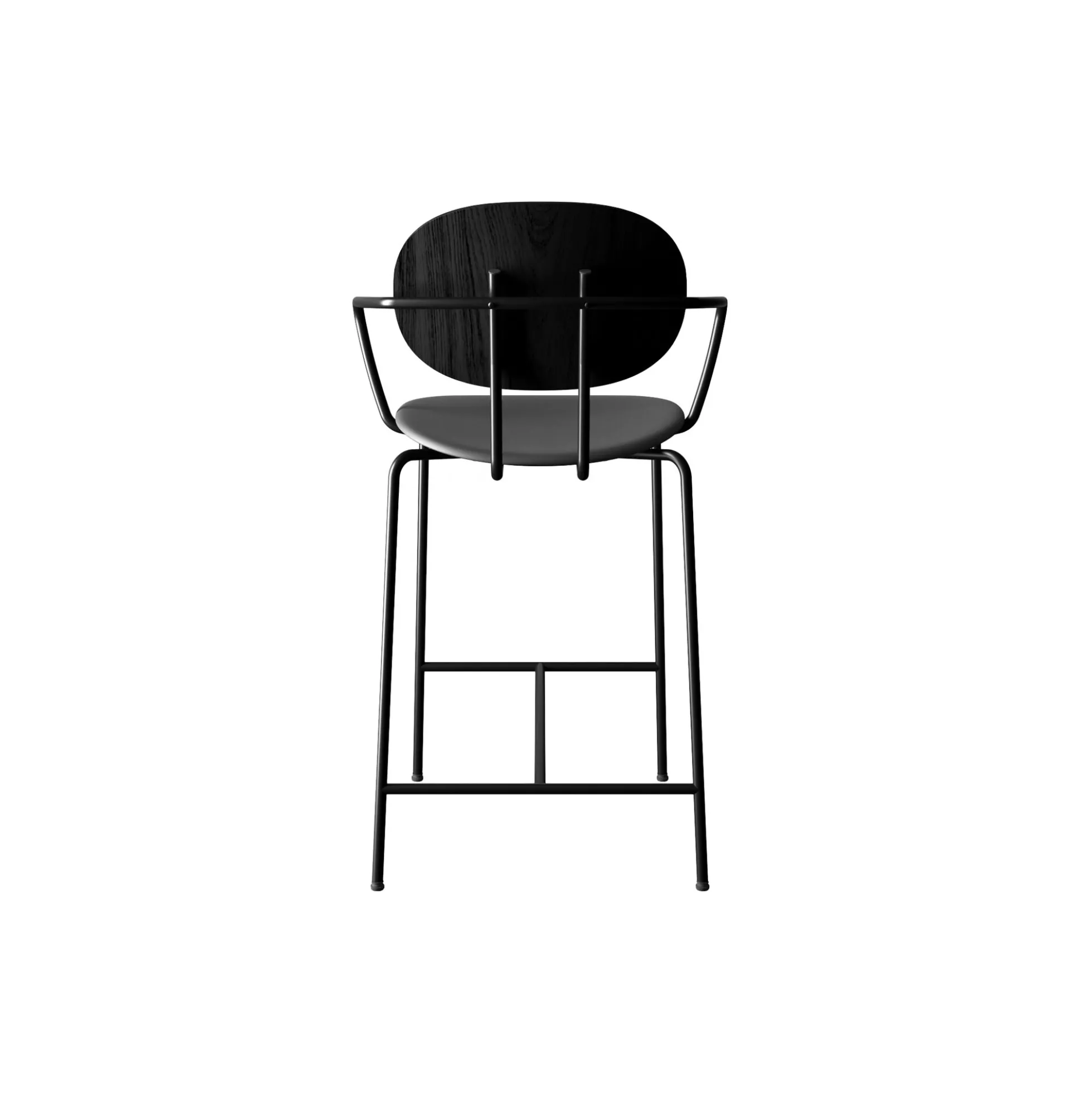 PIET HEIN Counter Chair with Arms, black lacquered oak/Solid Black 509