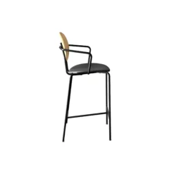 PIET HEIN Counter Chair with Arms, hvidpigmenteret eg//Solid Black 509