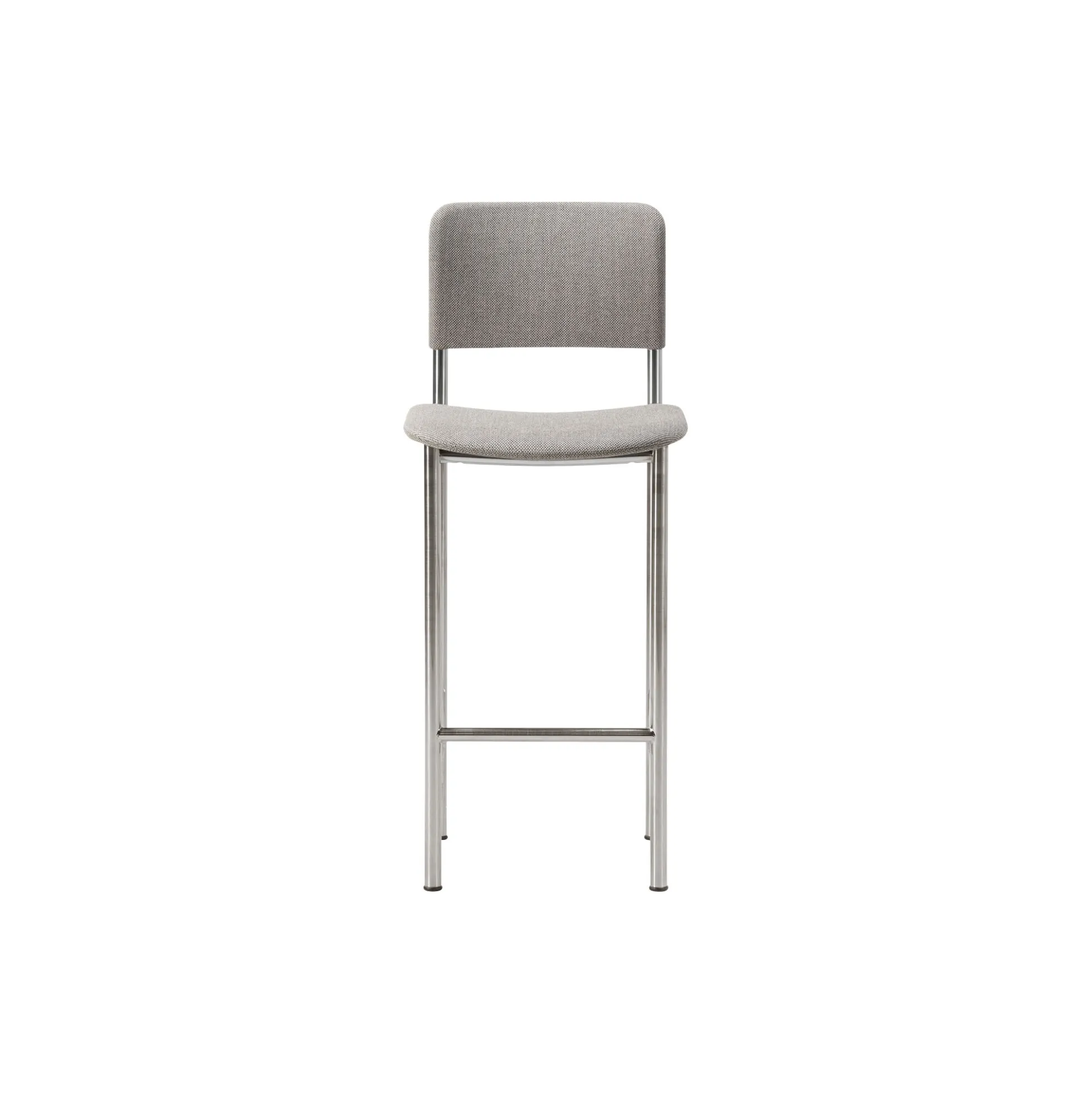Plan Barstool Fully Upholstered, brushed steel/Re-wool 128