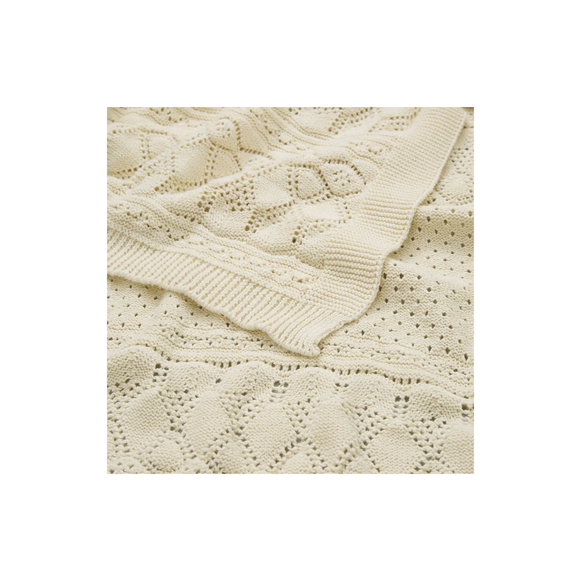Pointelle baby striktæppe, off-white