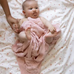 Pointelle baby striktæppe, sorbet