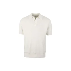 Polo Shirt Knitted Crochet Hemp / Supima Cotton, offwhite