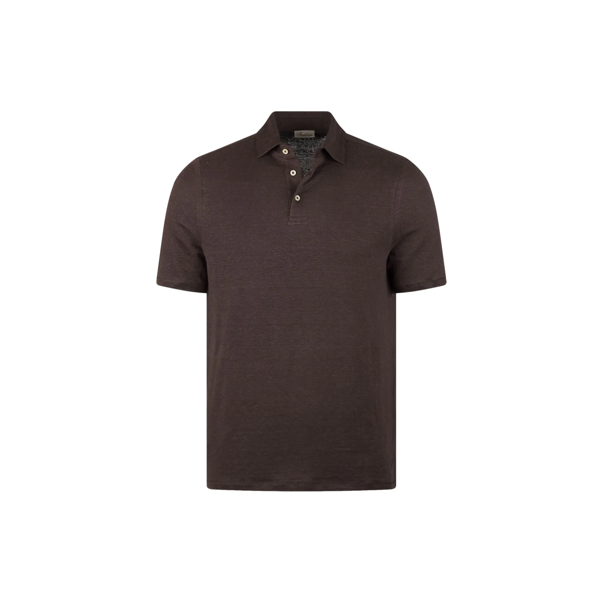 Polo Shirt Linen Stretch , dark brown