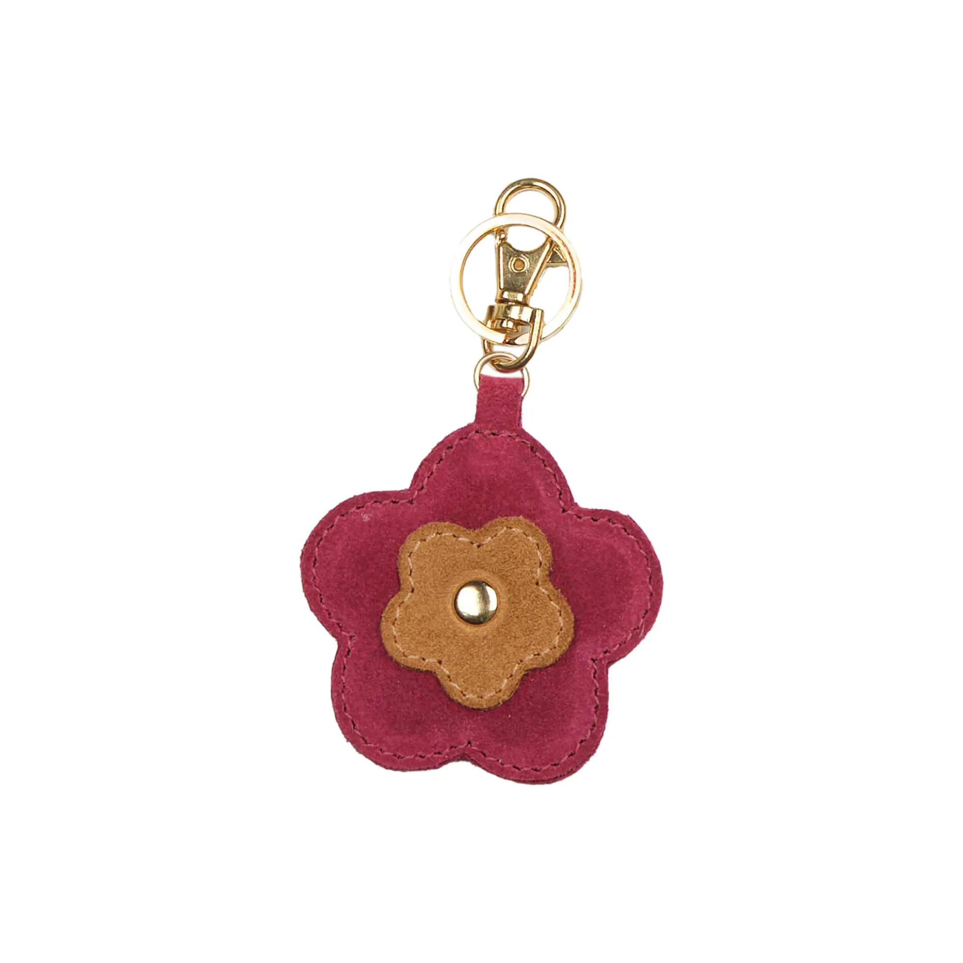 Portobello Bag Charm, pink sangria/camel