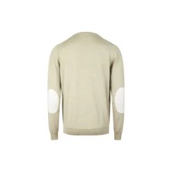 Pullover Knitted Crew Neck With Patch Merino Wool, light beige pattern