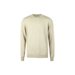 Pullover Knitted Crew Neck With Patch Merino Wool, light beige pattern