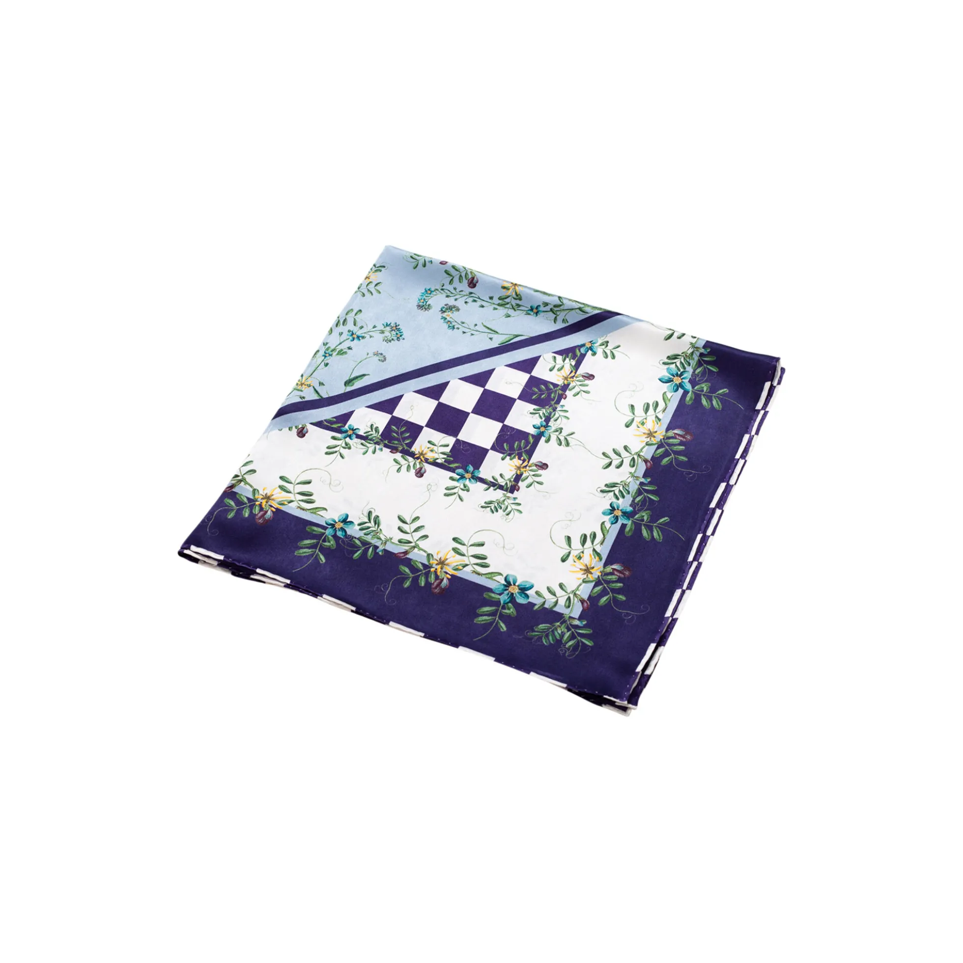 Purple Flower Dot Checker silketørklæde