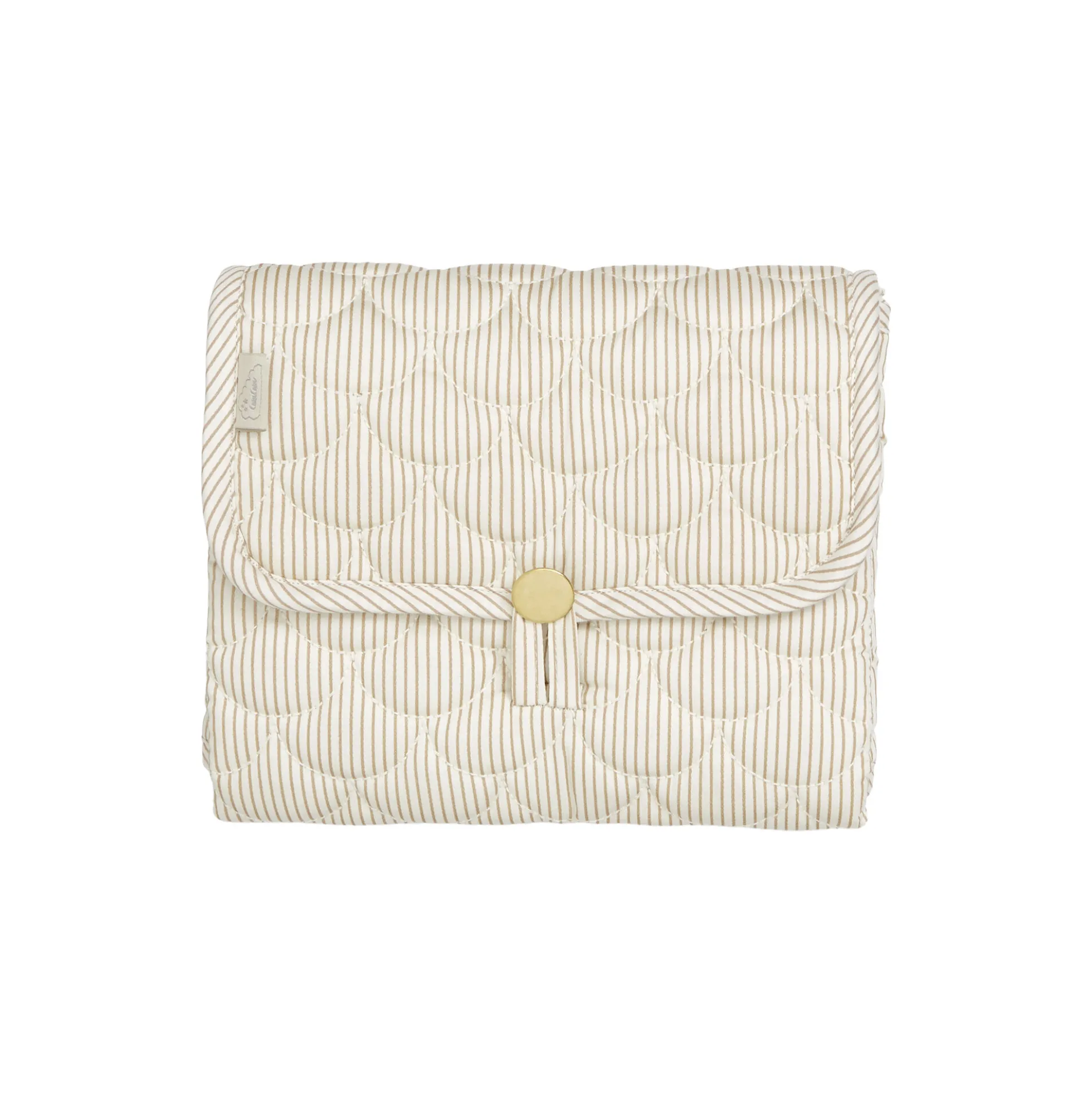 Quiltet pusleunderlag, classic stripes camel