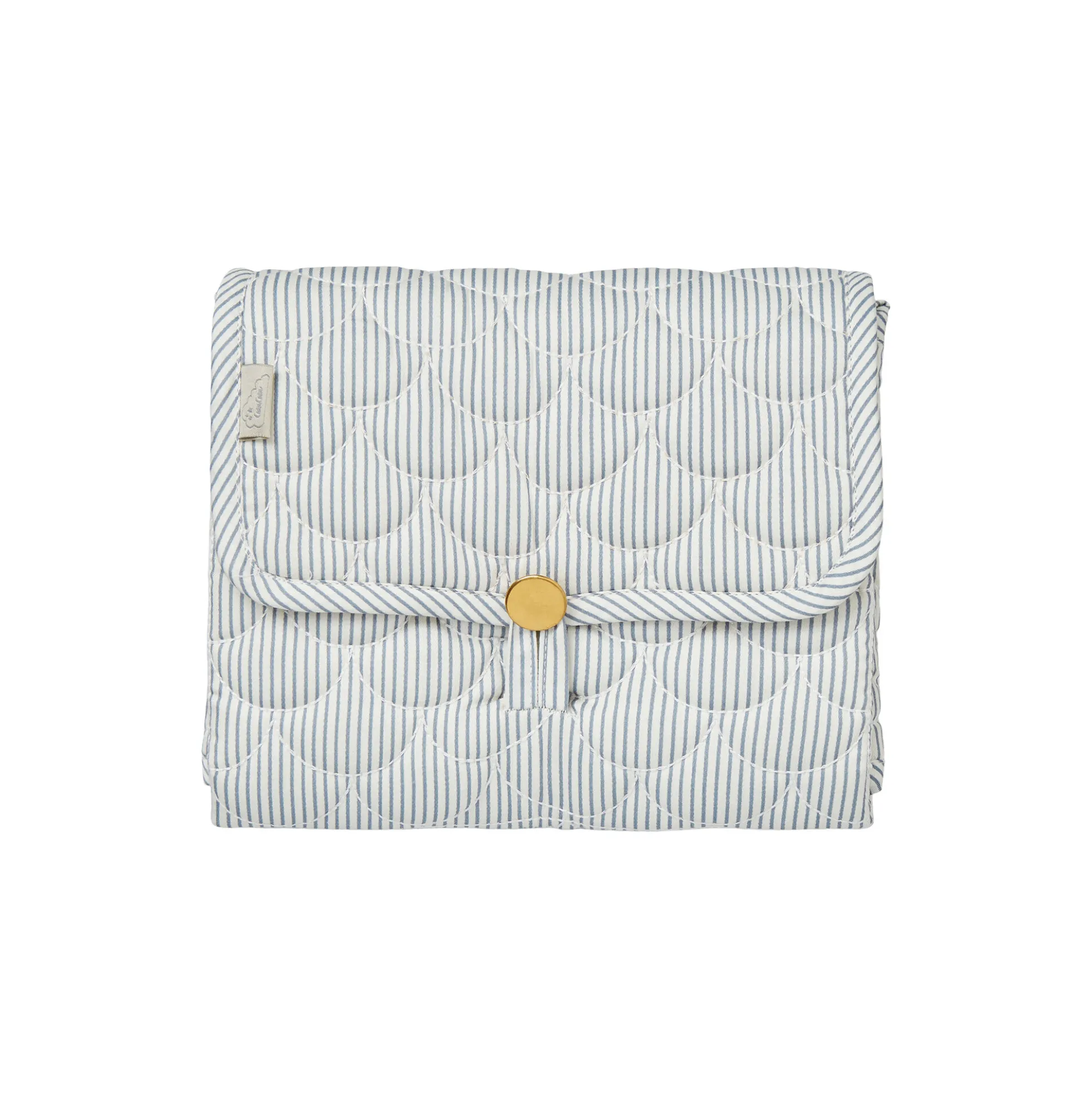 Quiltet pusleunderlag, classic stripes blue/praline