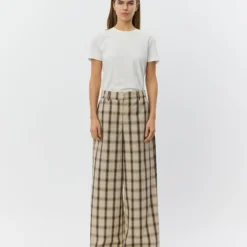 ReineSW Check Wide Leg Trousers, grey check