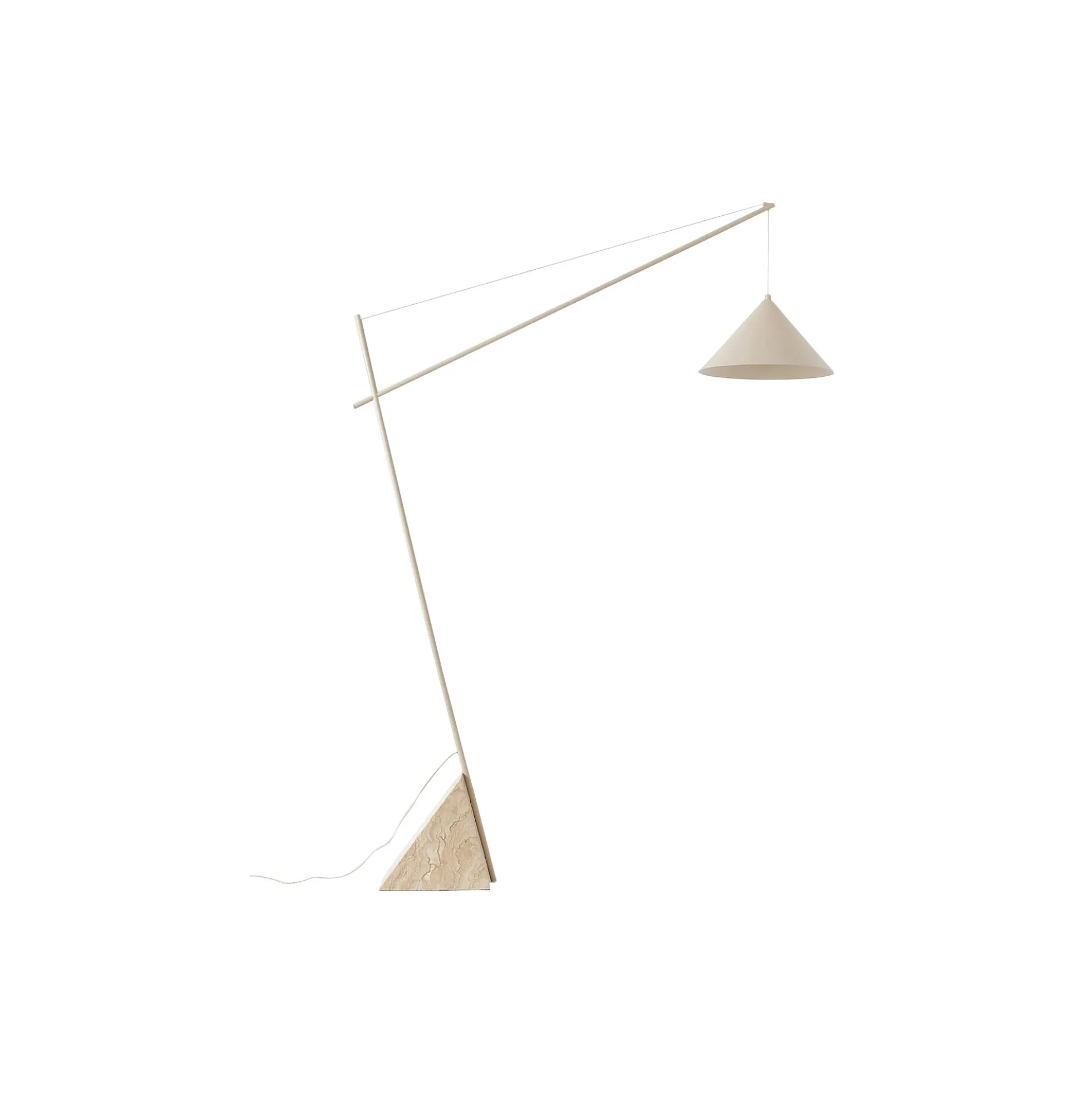 Reyna Reading Lamp with Travertine Base, light beige