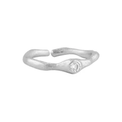 Ring med zirkon, sølv