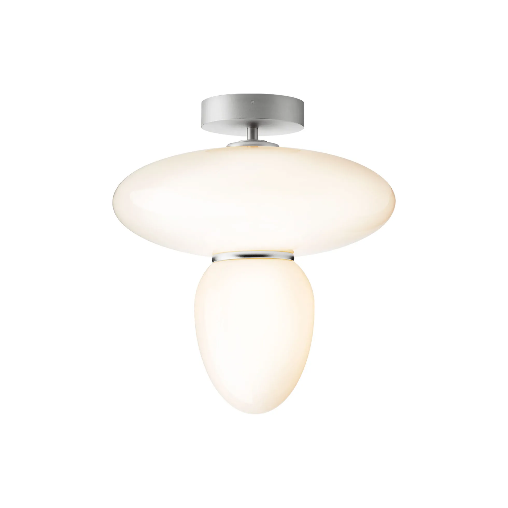Rizzatto 42 Ceiling Lamp, satin silver/opal