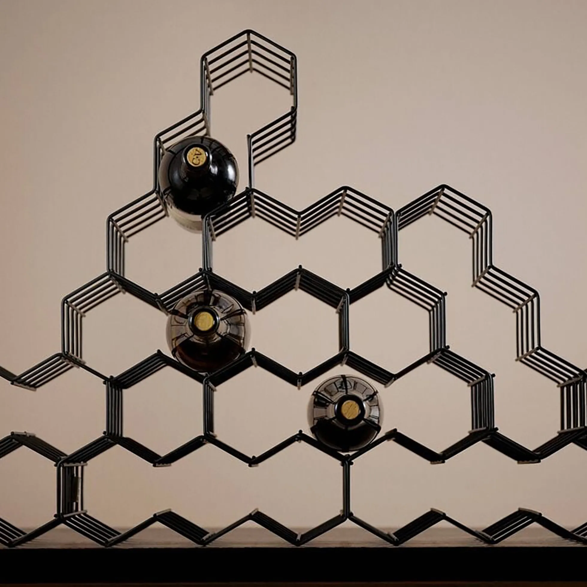 Rocks Vinreol 3 flasker, black