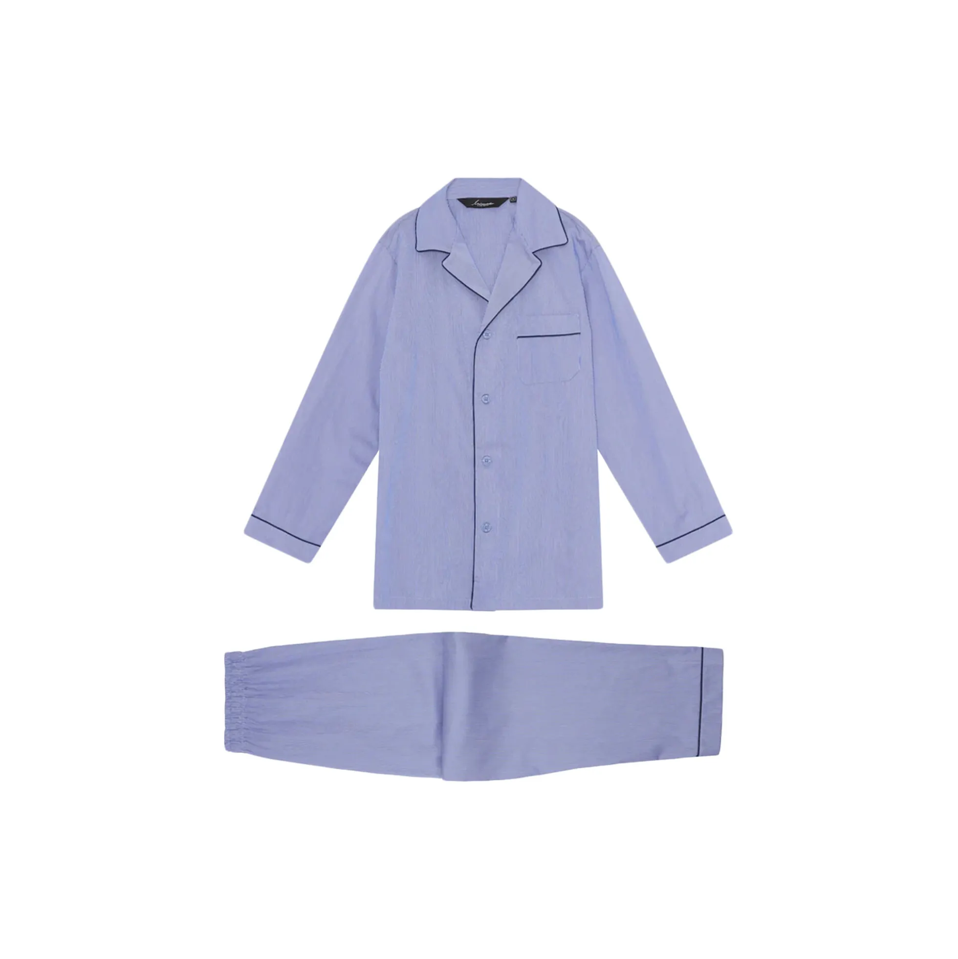 Rome Pyjamas, light blue/navy piping