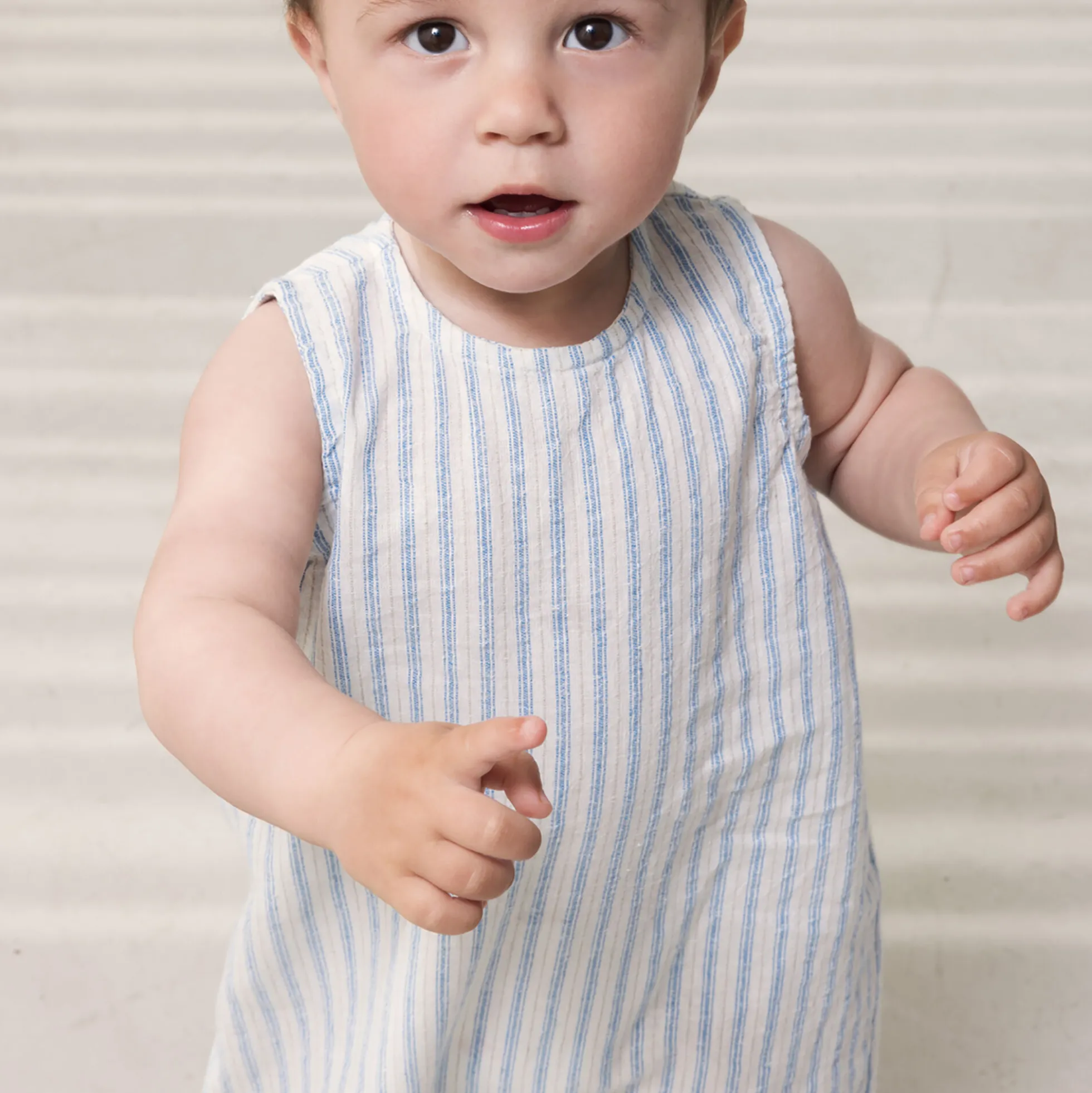 Roventa S Romper, surf blue stripe