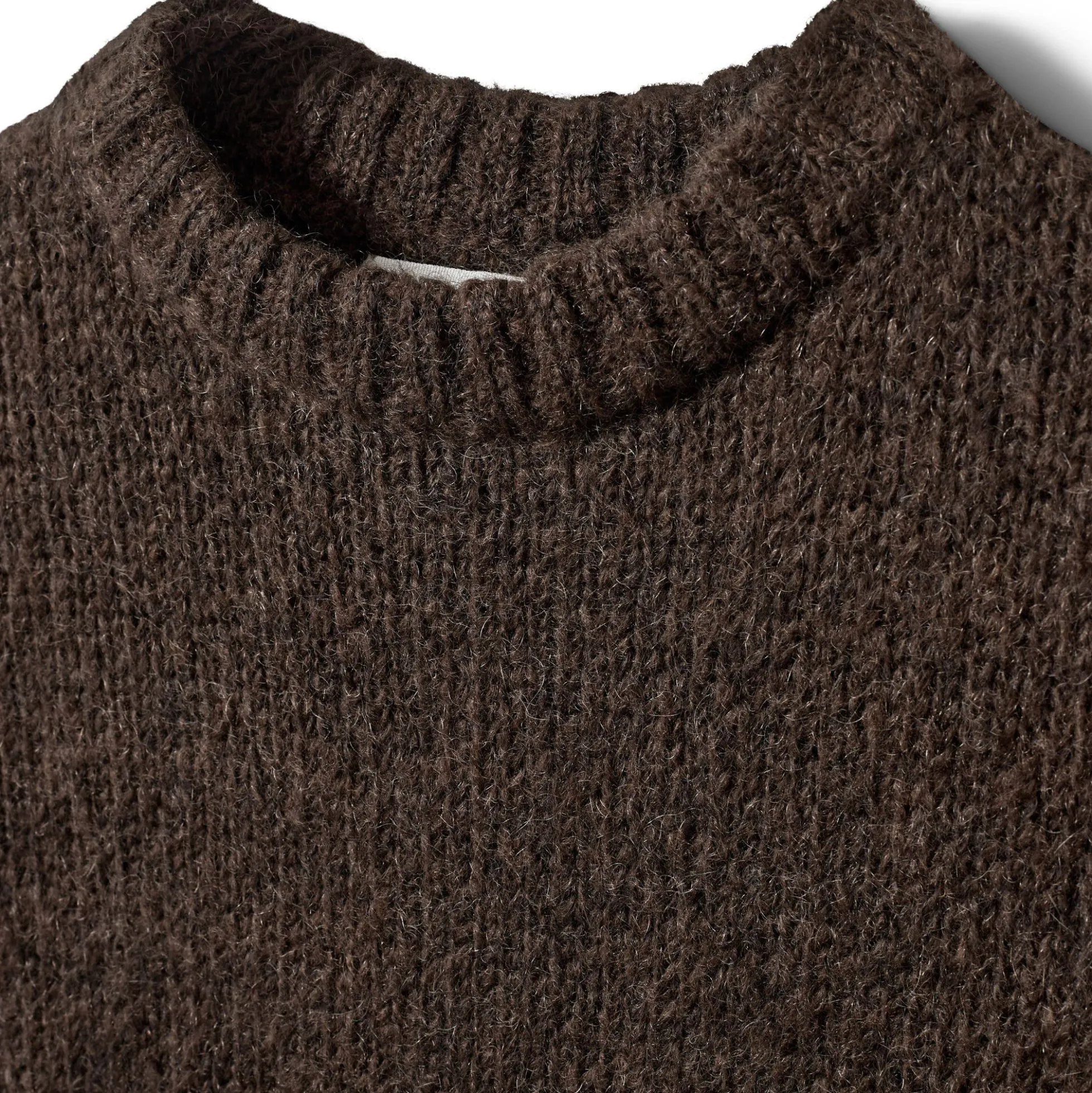 SAGASW SHORT SLEEVE KNIT SWEATER, dark brown