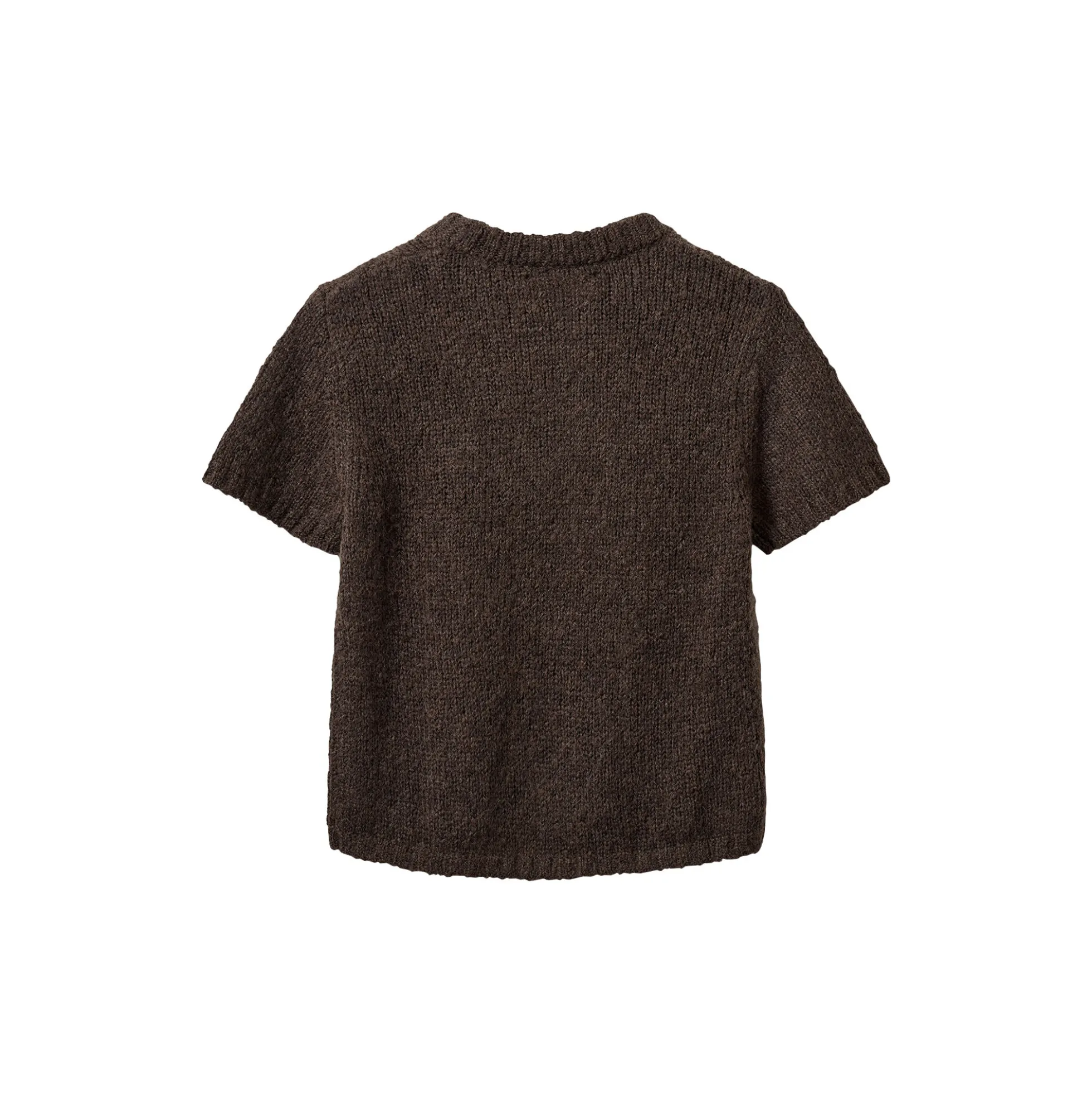 SAGASW SHORT SLEEVE KNIT SWEATER, dark brown