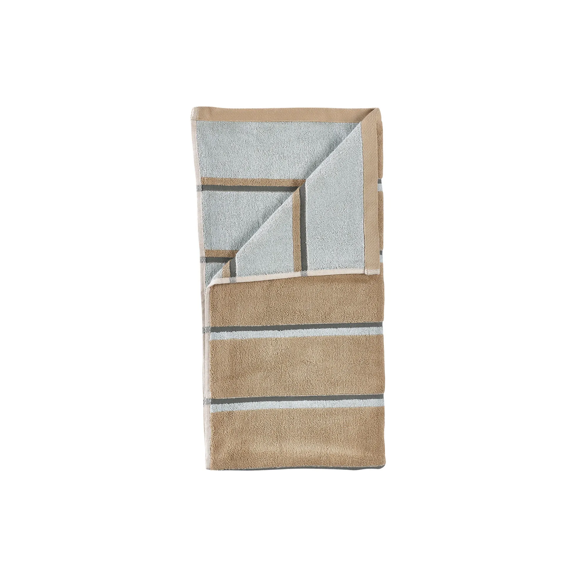 Sauna håndklæde, camel/ice blue/olive green
