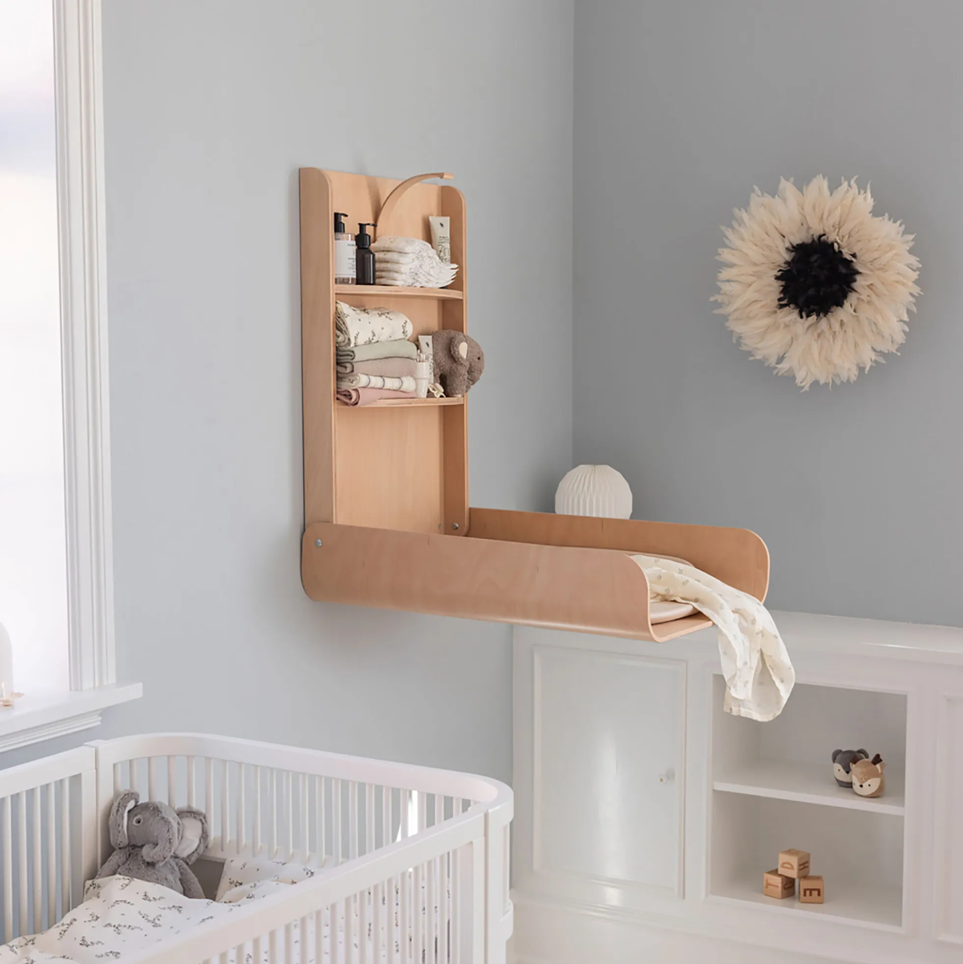 Sebra væghængt puslebord, wooden edition