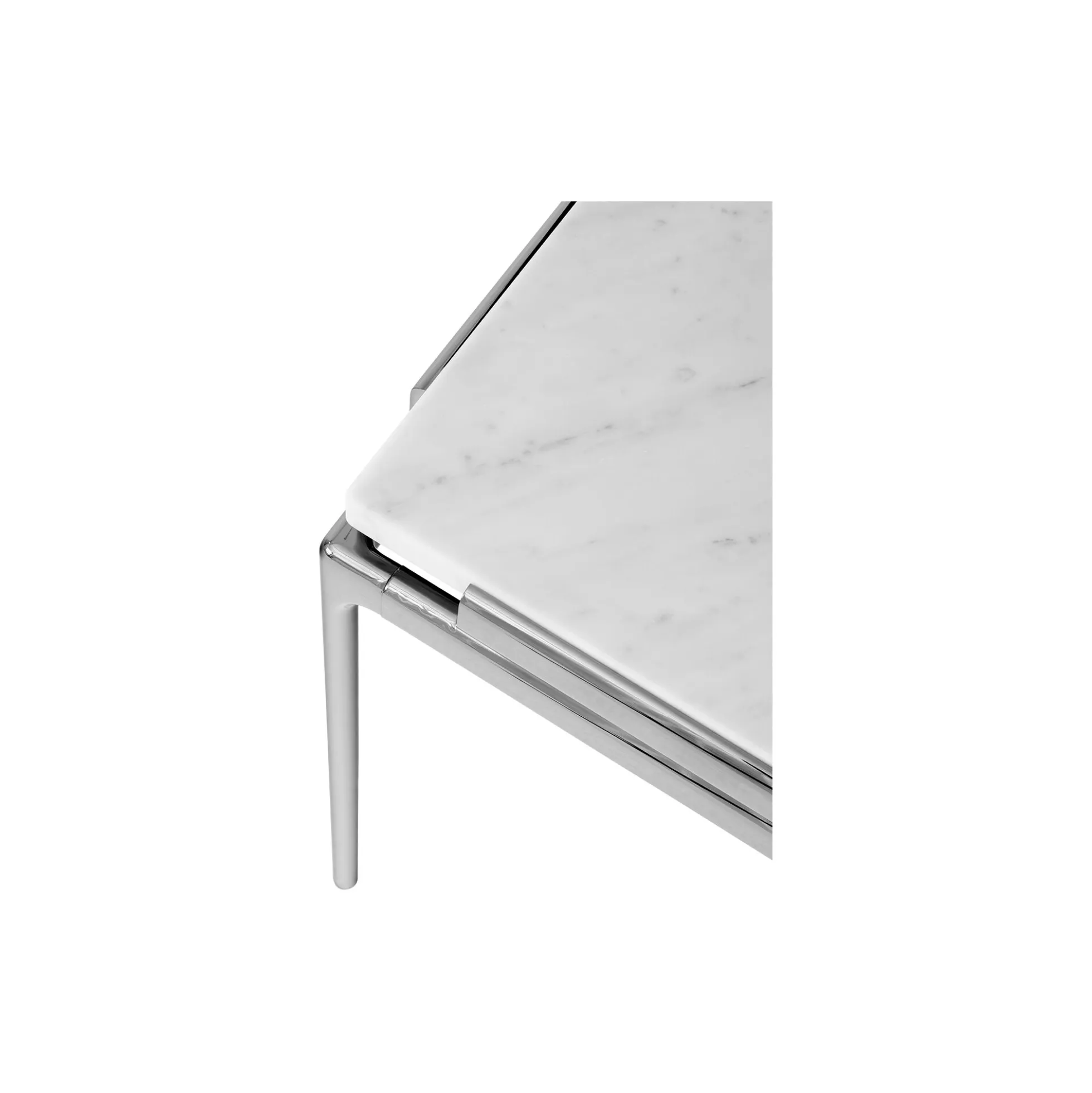 Sett LN11 Coffee Table, bianco carrara marble/dark chrome