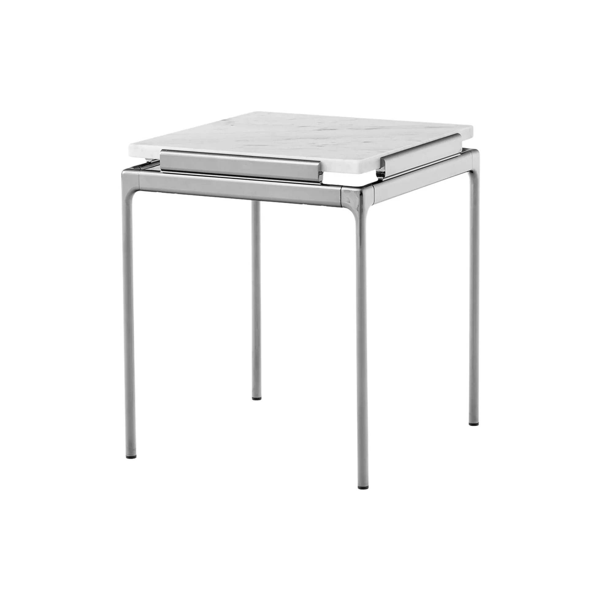 Sett LN11 Coffee Table, bianco carrara marble/dark chrome