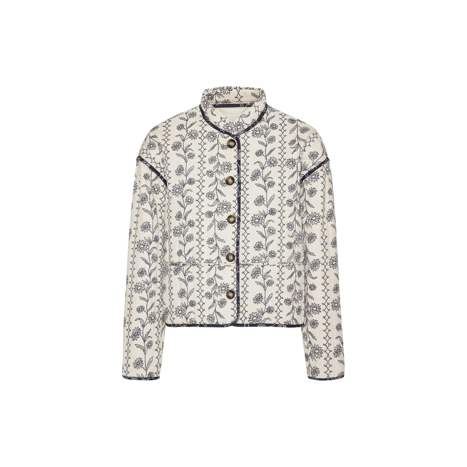 Short Padded Jacket, white wildflower