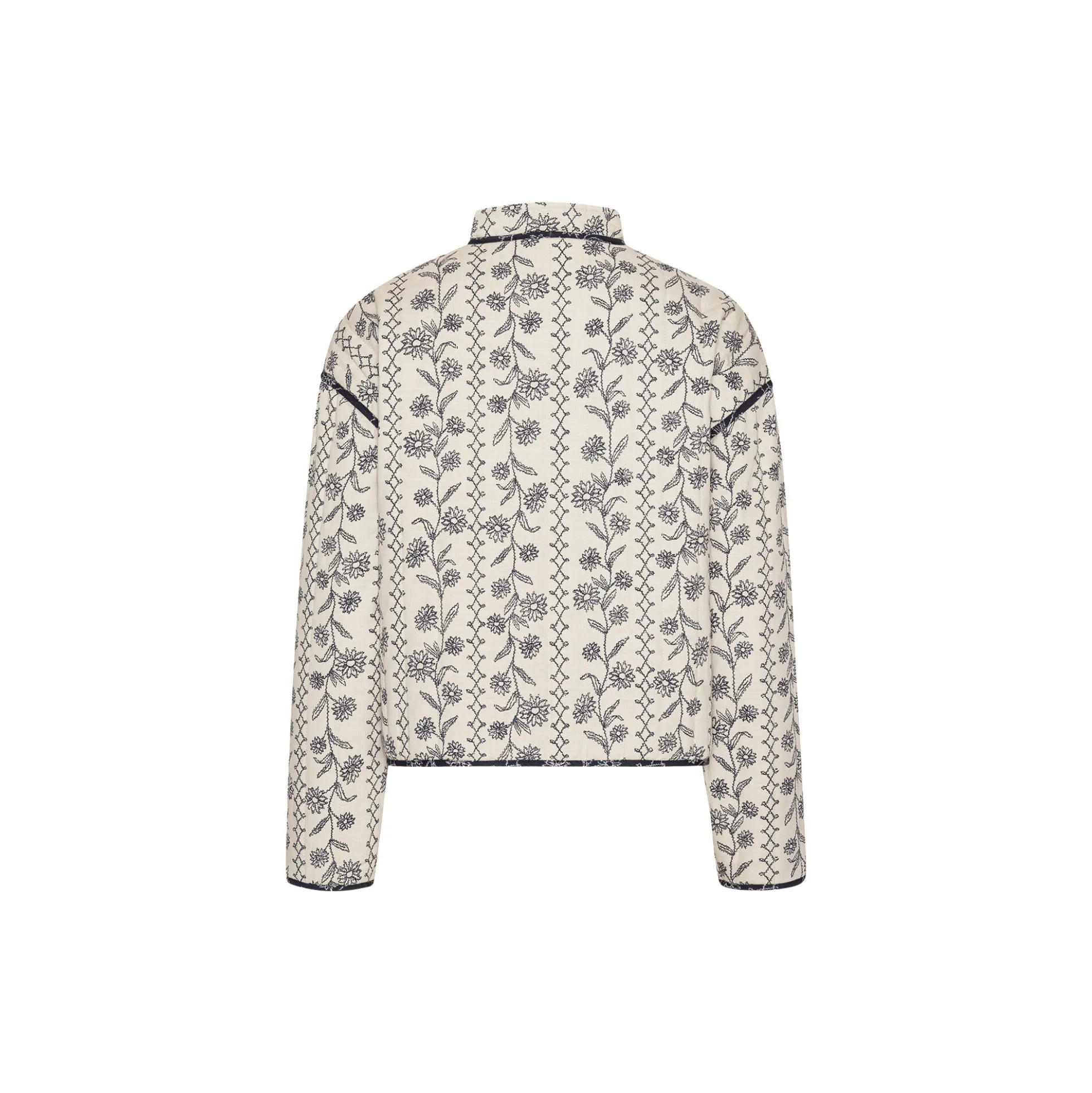 Short Padded Jacket, white wildflower
