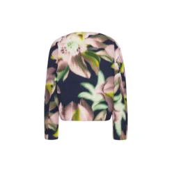 Short Quilted Jacket, dark photoristic flower