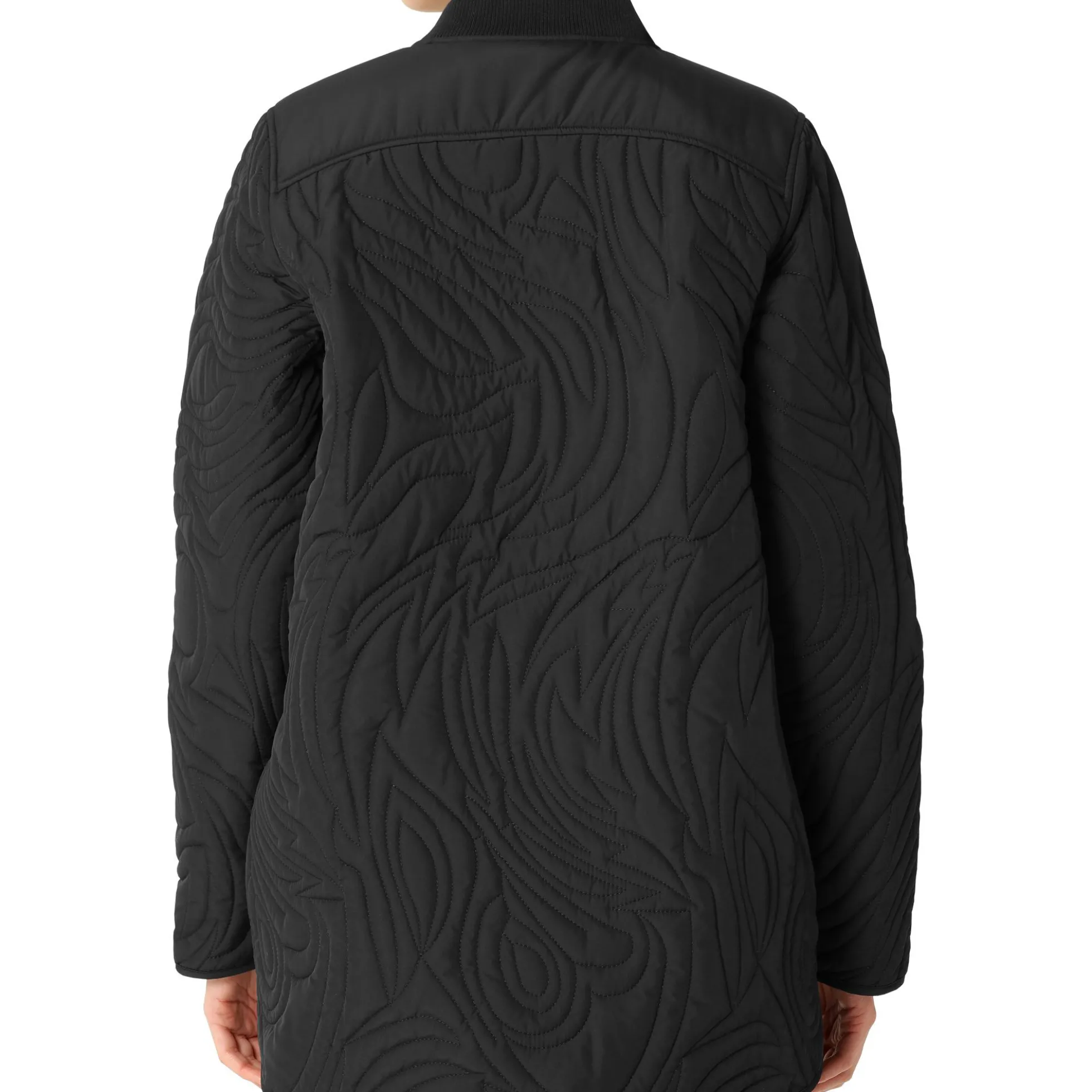 Short Quilt Jacket With Rib, black