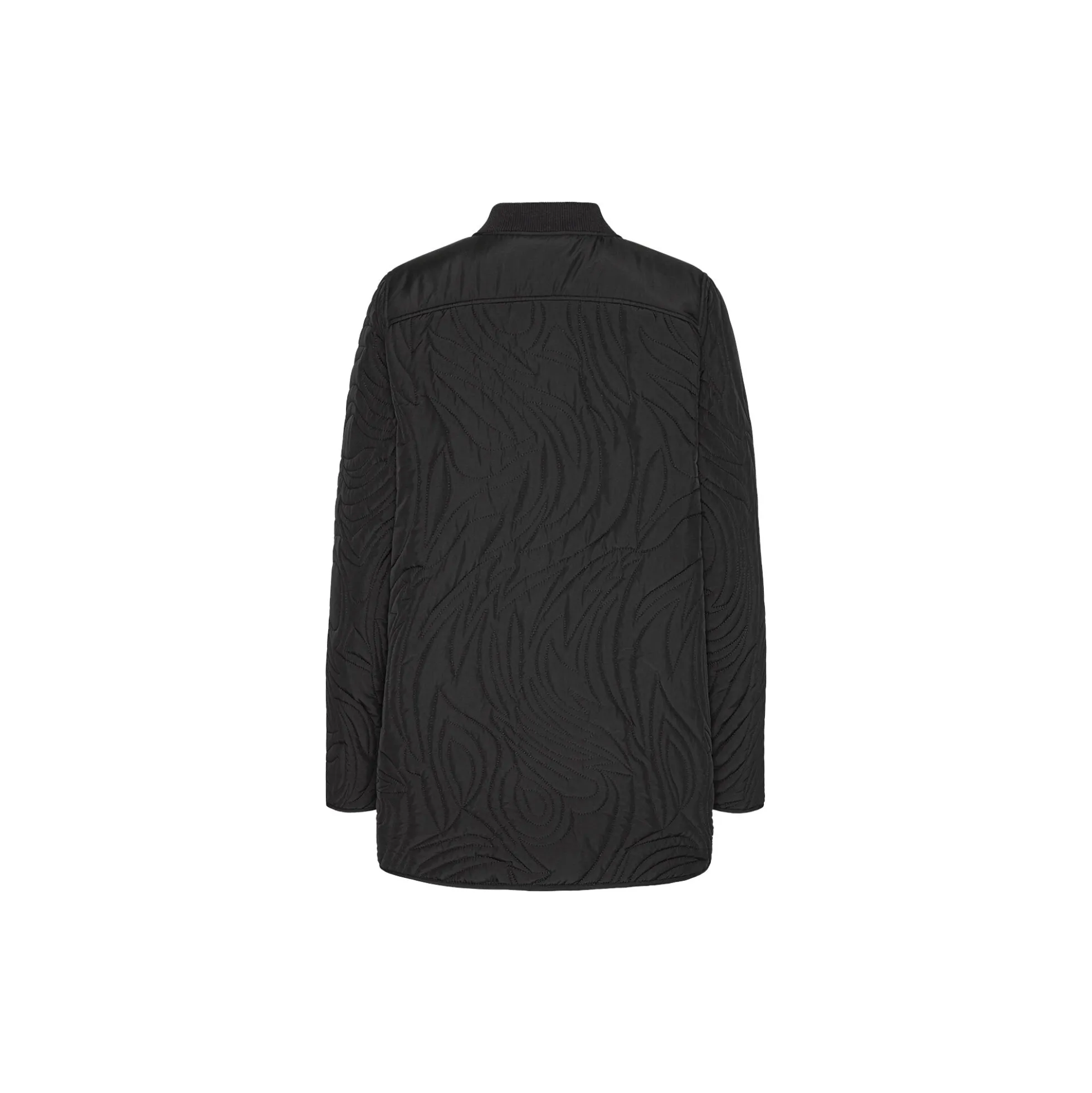Short Quilt Jacket With Rib, black