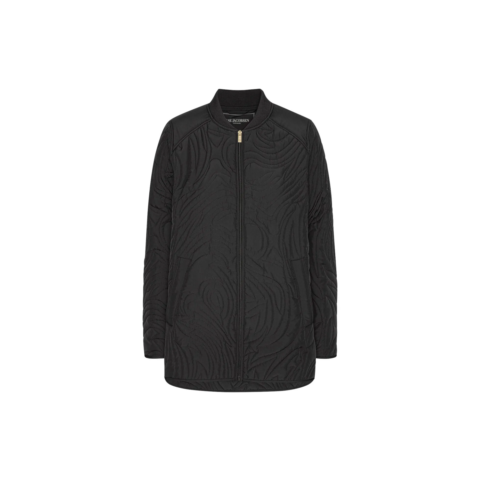 Short Quilt Jacket With Rib, black