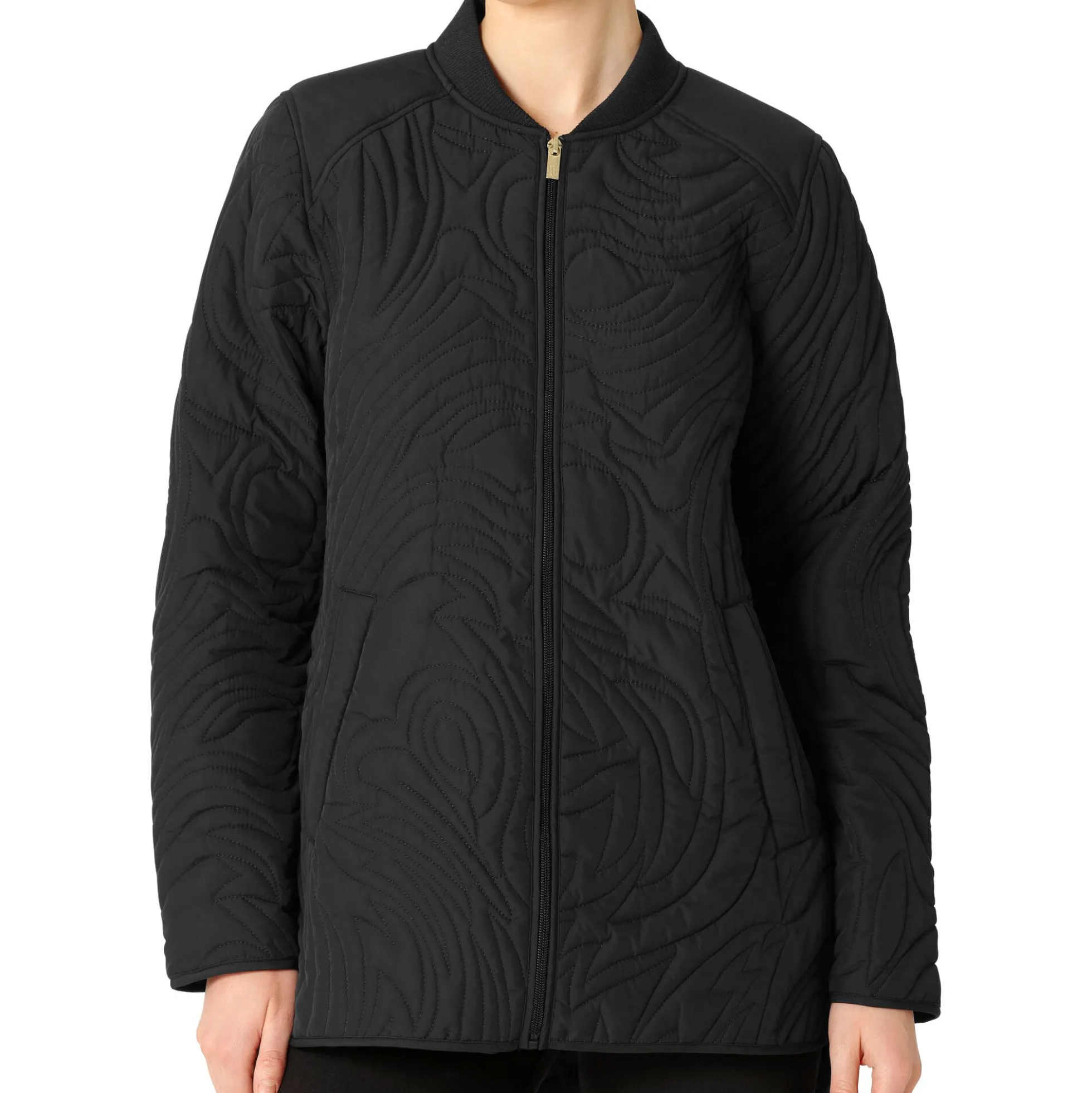 Short Quilt Jacket With Rib, black