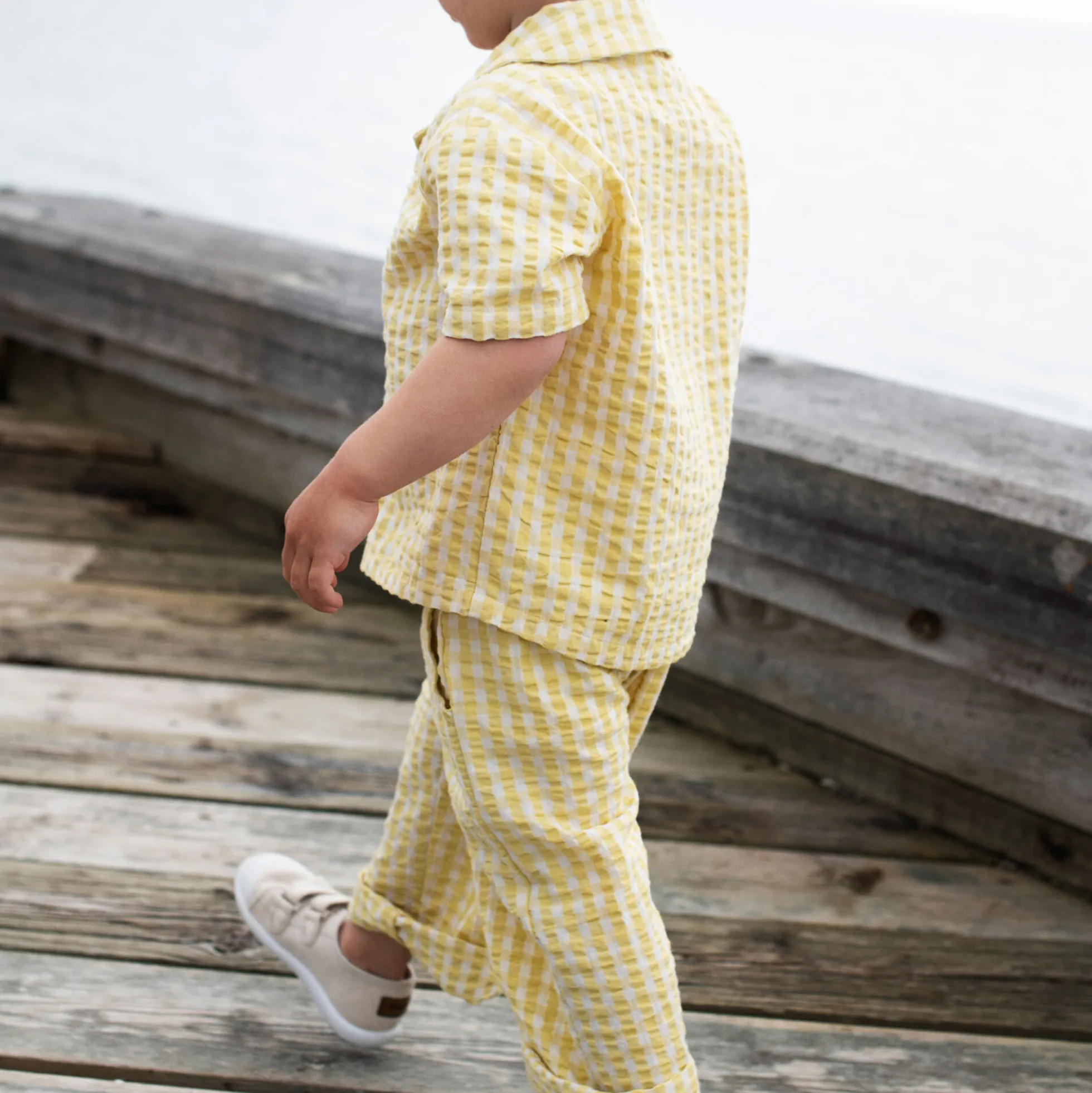 Short Sleeve Shirt, lemon checks