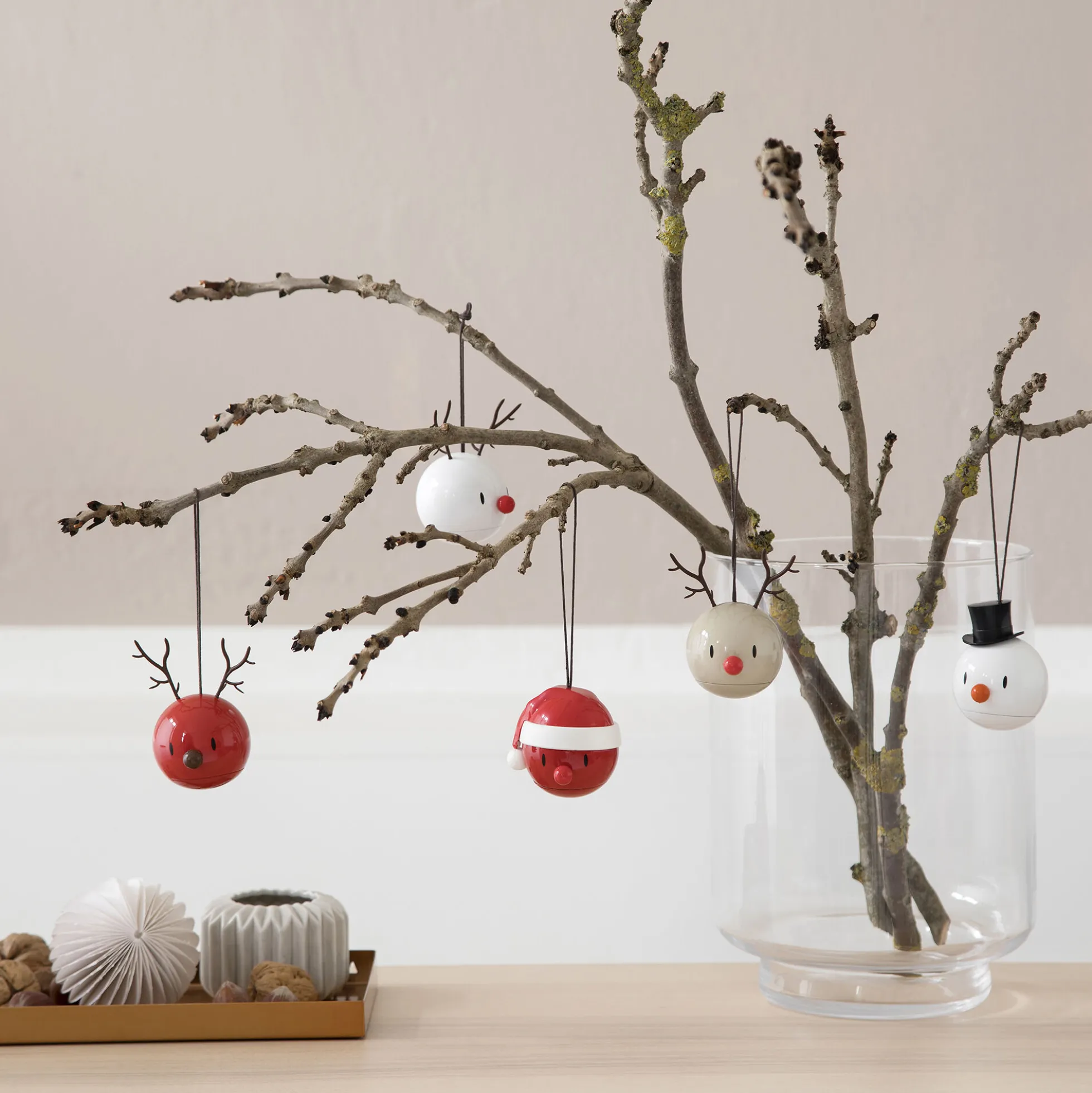 Snowman Ornament 2 pcs, white