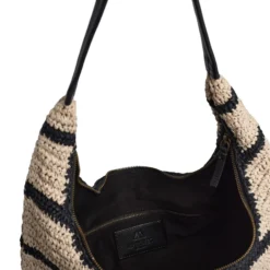 SoleaMBG Bag, Raffia, natural/black mix w/black