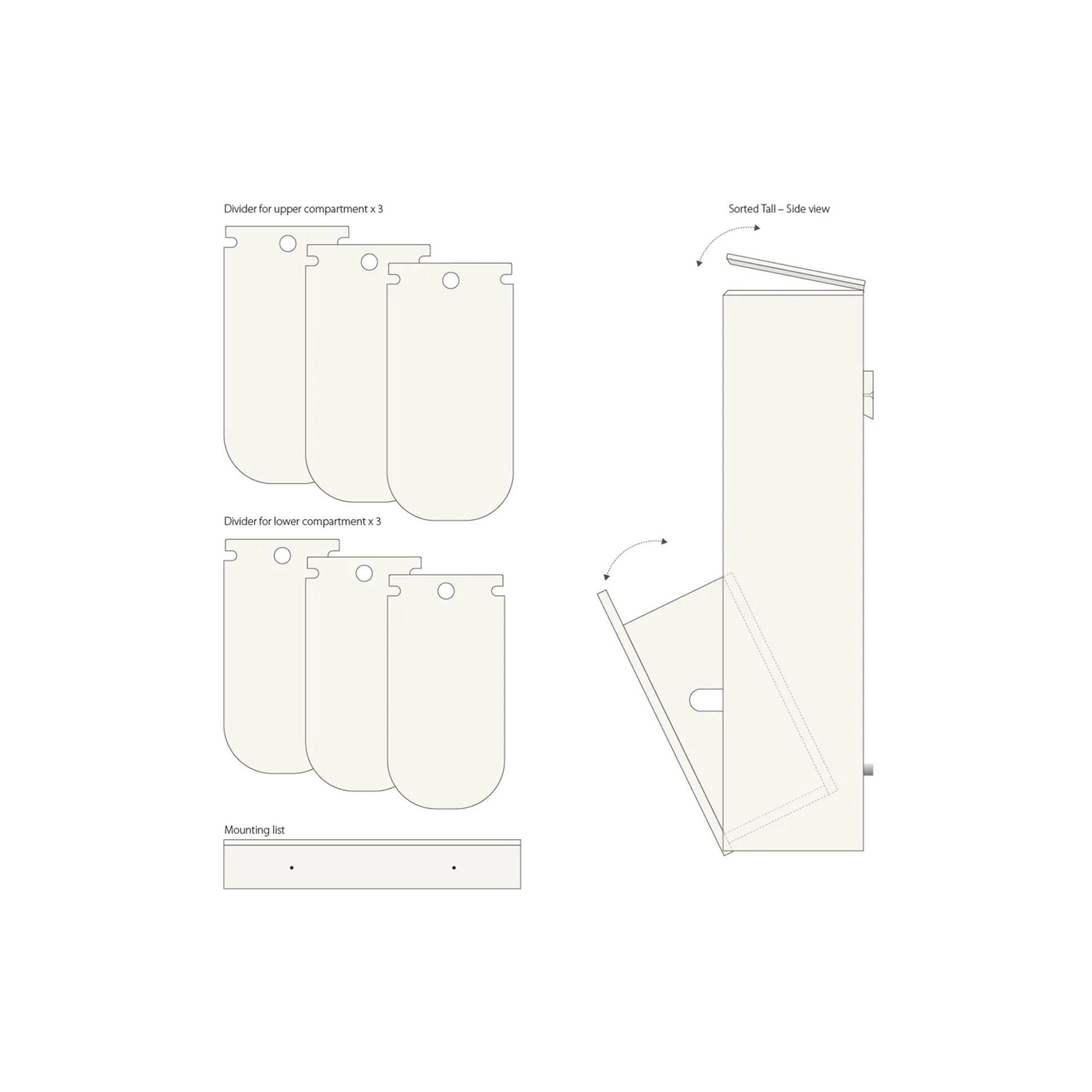 SORTED Premium Tall affaldssortering, white/RAL 9010