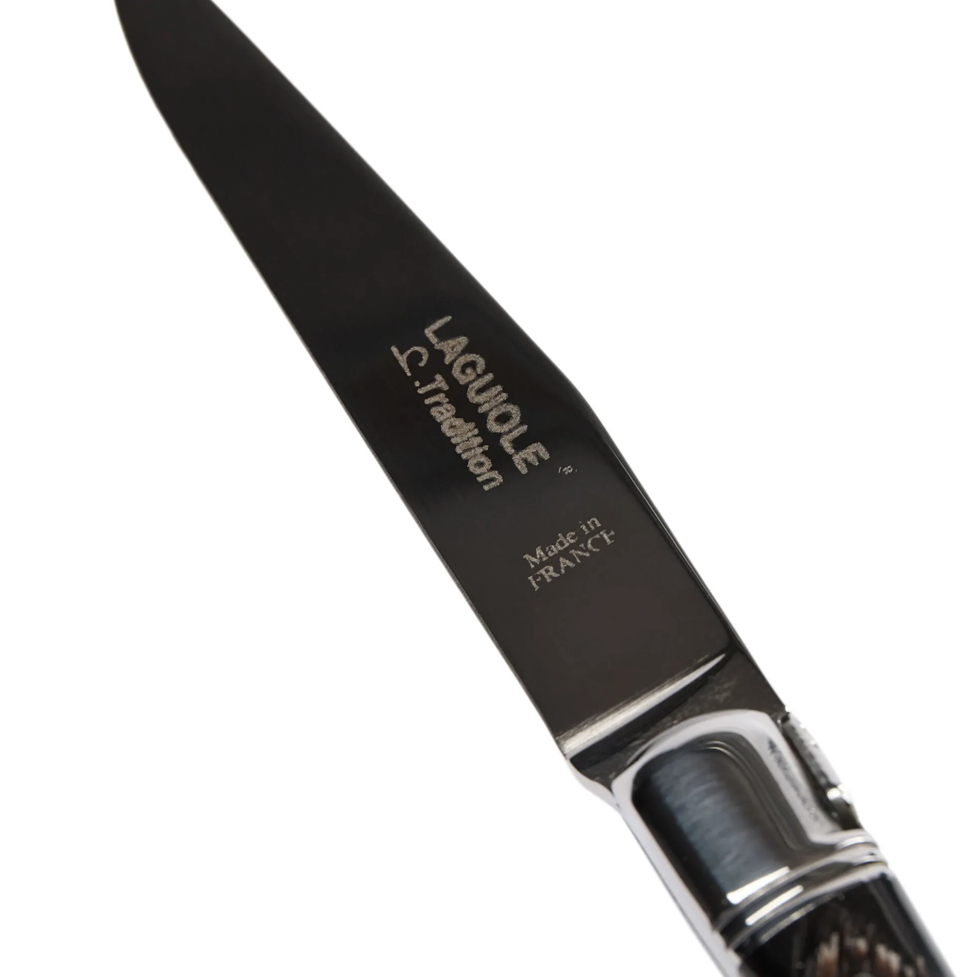 Steakkniv, sort horn struktur