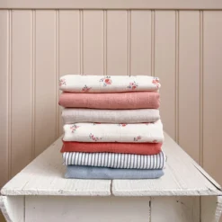 Stofble 3-pak, classic stripes blue/praline/creme white