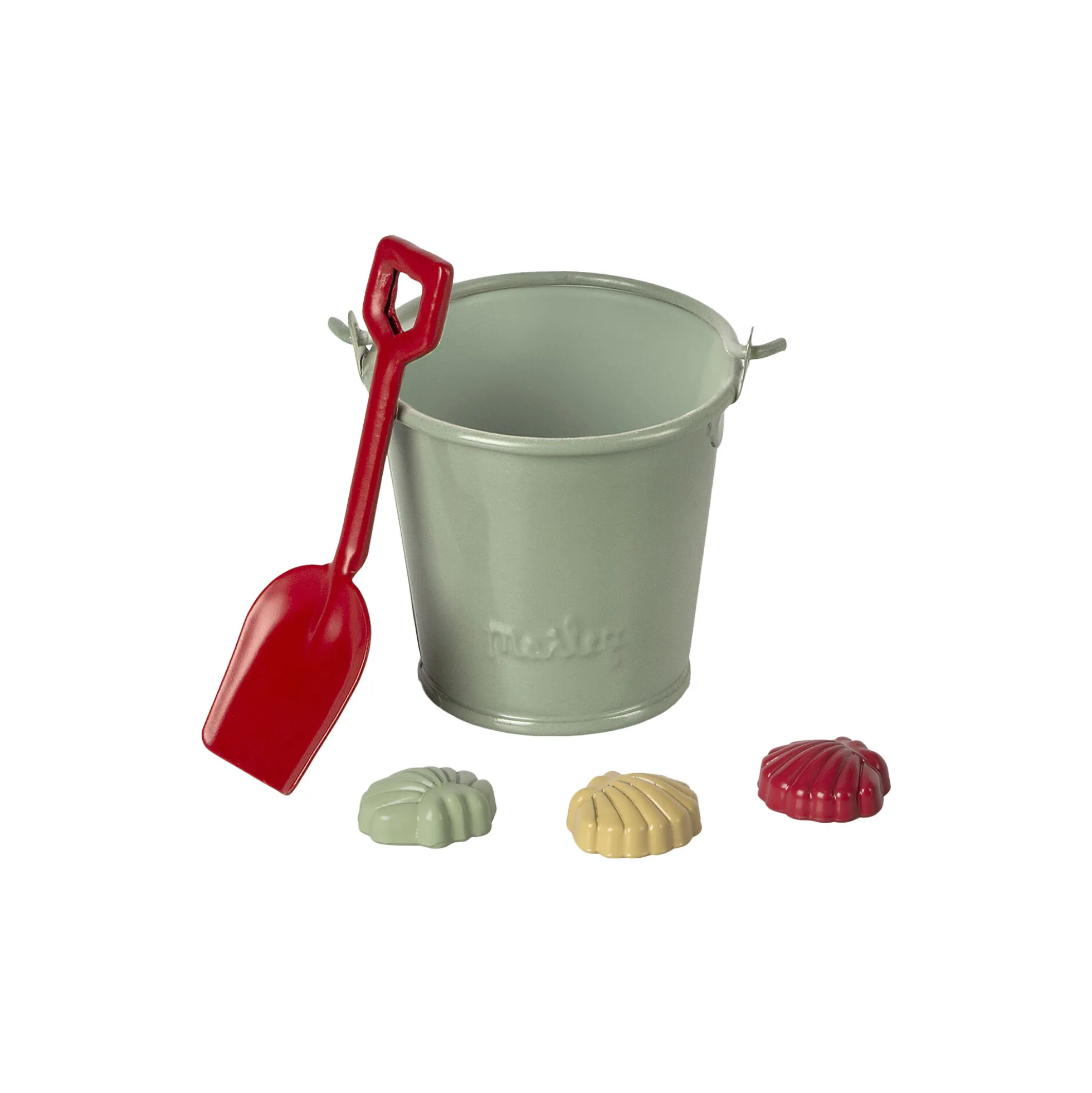 Strandsæt - skovl, spand og skaller
