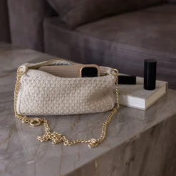 Strikket Clutch Kæde Petra, beige melange
