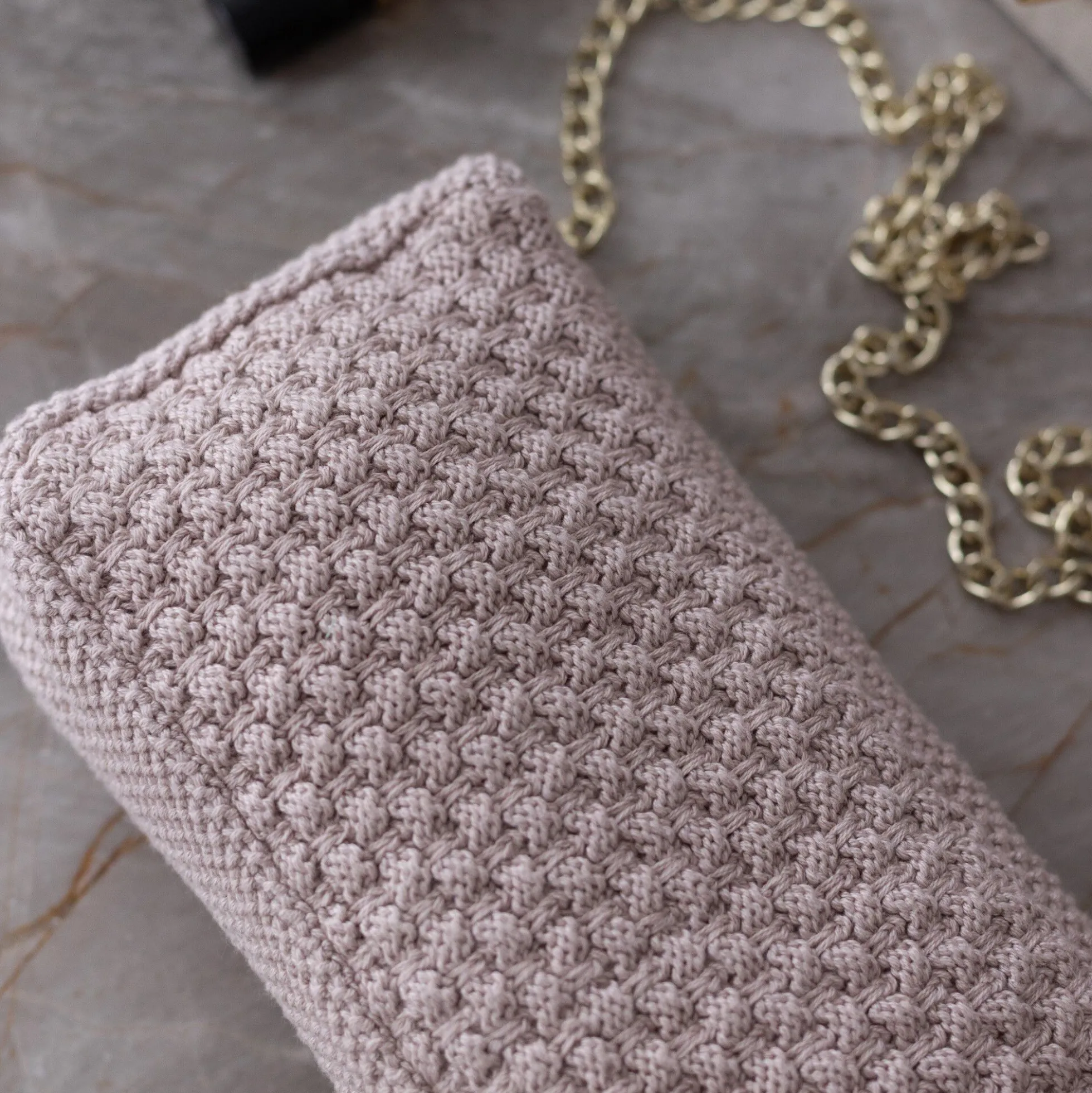 Strikket Clutch Kæde Petra, husted violet