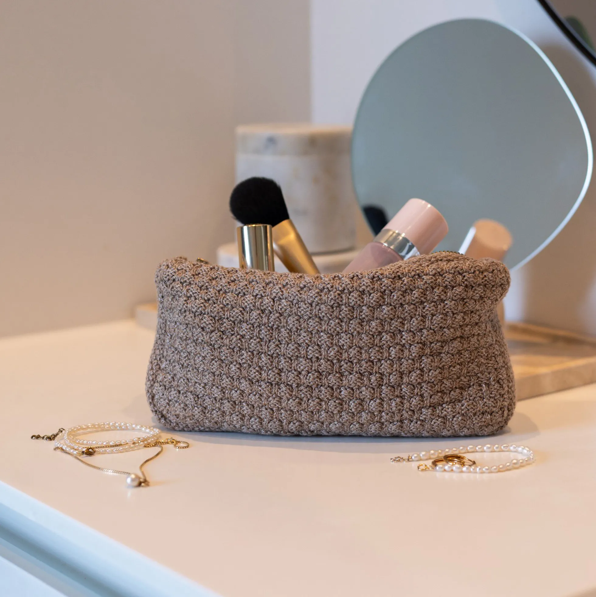 Strikket Clutch Petra, tiger melange