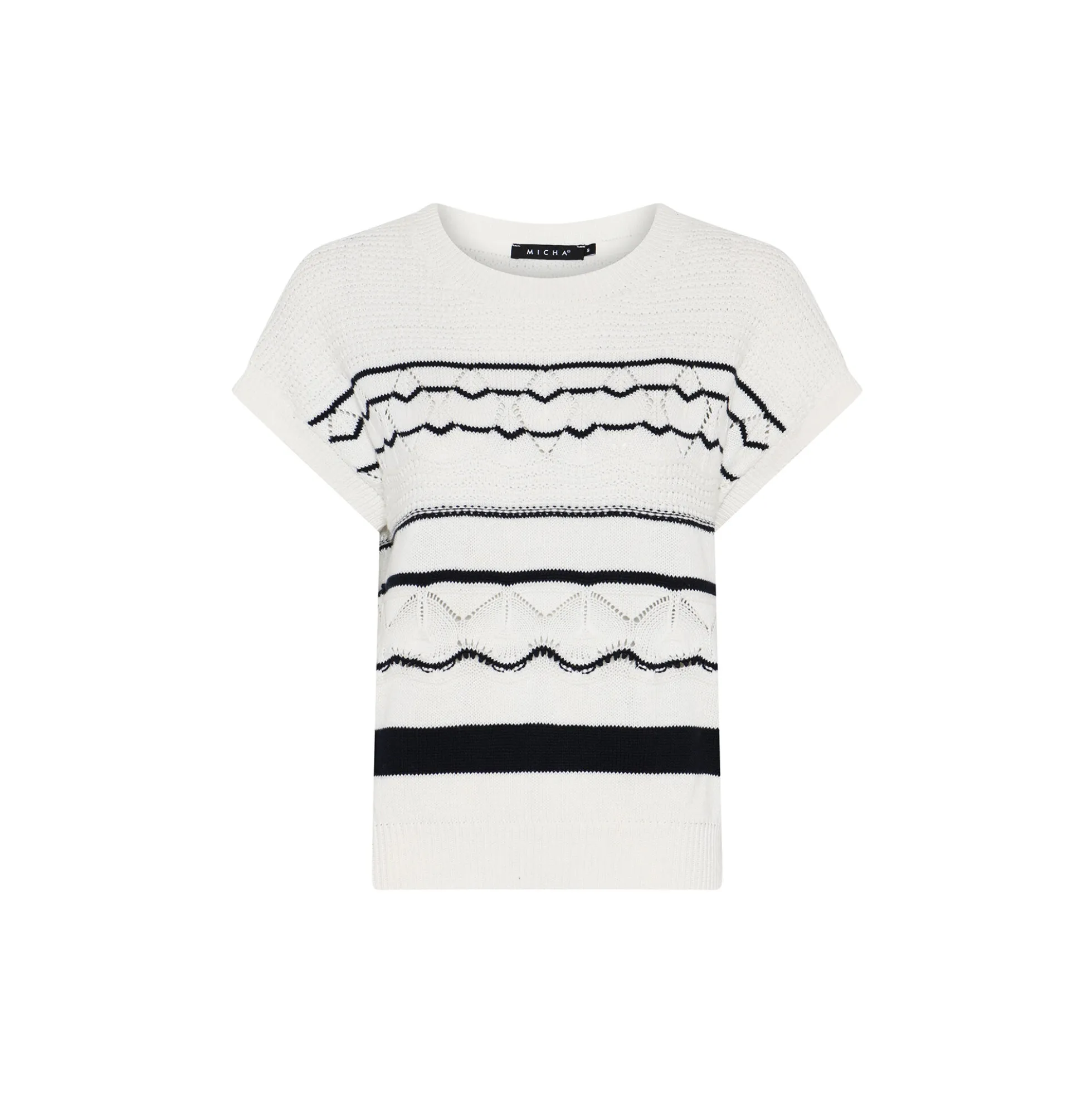 Stripe and Pattern Knit, off white/navy