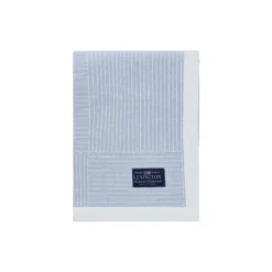 Stripe Checked Organic Cotton Jacquard Bedspread, blue/white